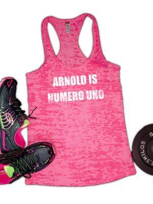 Arnold Is Numero Uno Women's Burnout Racerback Tank