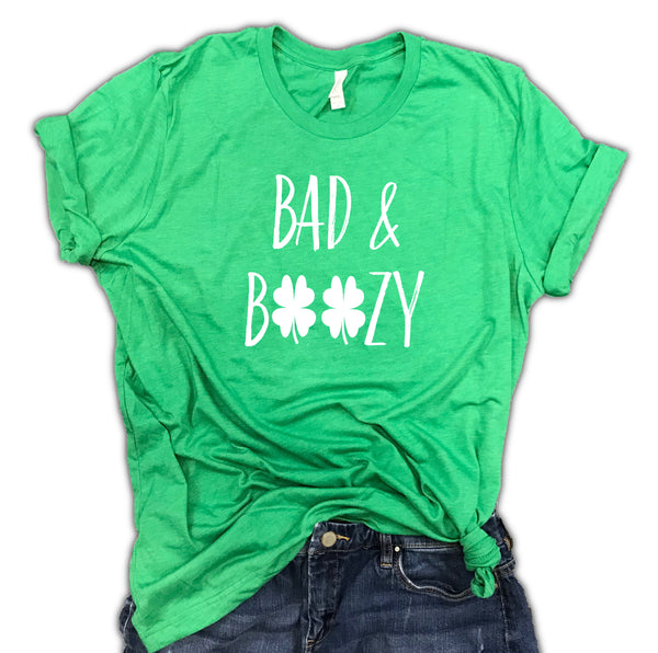 St. Patty's Bad and Boozy St. Patrick's Irish Unisex Relaxed Fit Soft Blend Tee