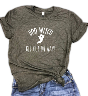 Boo Witch Get Out Da Way Unisex Relaxed Fit Soft Blend Tee
