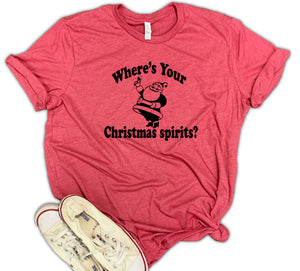Where's Your Christmas Spirits Unisex Relaxed Fit Soft Blend Te