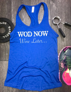 Wod Now Wine Later workout tank, womens workout tank, workout clothing, workout clothes, workout motivation, funny gym tank, workout