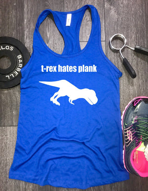 trex hates plank yoga tank, gym tank, workout tank, t-rex tank, womens workout clothing, womens workout clothes, workout tank top, workout