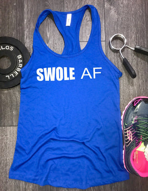 Swole AF womens workout tank, workout tank womens, funny workout tank, funny gym top, workout clothing, workout clothes, workout racerback