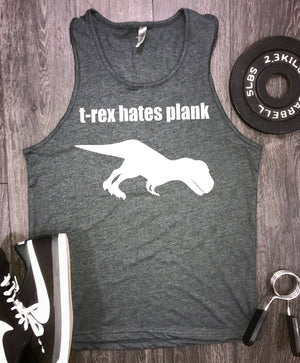 trex hates plank mens workout tank, workout tank, mens workout tank, mens funny t shirts workout, gym tank mens, muscle tank, mens yoga tank