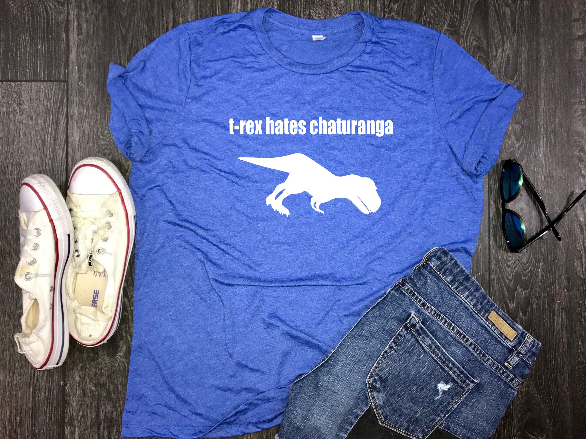 trex hates chaturanga yoga shirt, t-rex shirt, yoga shirt with funny s -  Living Limitless Clothing Co.