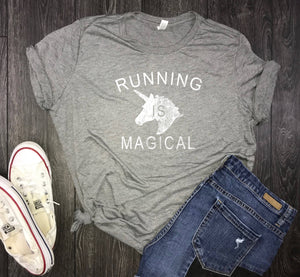 Running shirt for women, running is magical, unicorn running shirt, womens running shirt, running tshirt, 5k shirt, marathon shirt, race tee