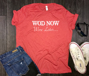 WOD Now Wine Later Women's Triblend Workout Shirt