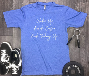 Wake up drink coffee mens shirt, workout motivation, funny mens shirt, coffee shirt, gym motivation, limitless, conquer, brunch shirt