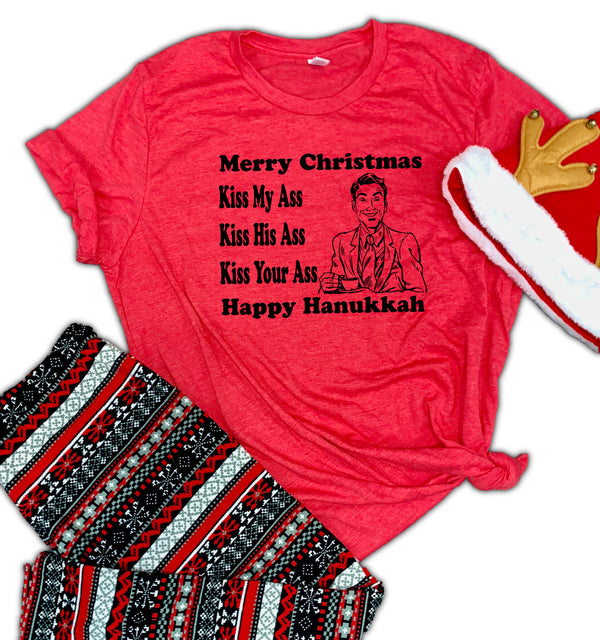 Merry Christmas Kiss His Ass Unisex Relaxed Fit Soft Blend Te