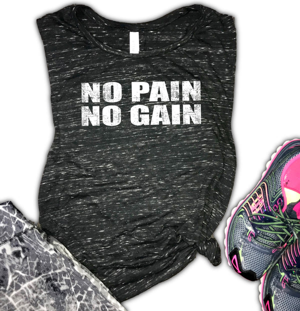 No Pain No Gain Motivational Women's Workout Muscle Tank