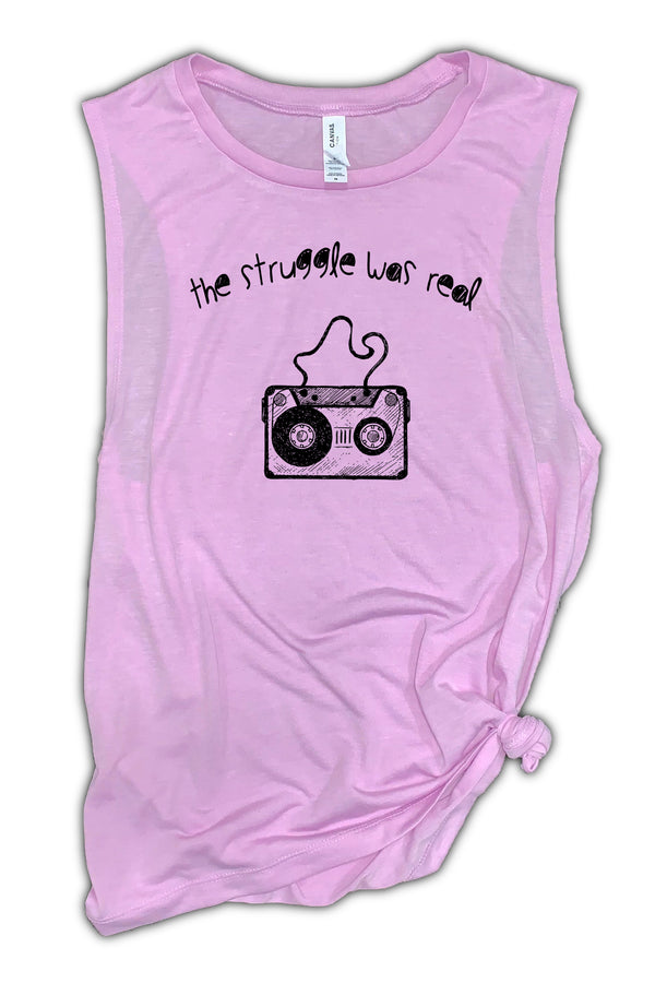 The Struggle Was Real Cassette Women's Muscle Tank