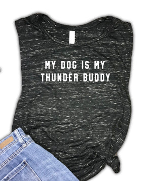 My Dog is My Thunder Buddy Funny Women's Muscle Tank