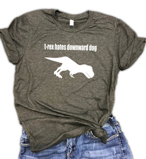 T-Rex Hates Downward Dog Yoga Unisex Relaxed Fit Soft Blend Tee