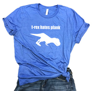 T-Rex Hates Plank Yoga Unisex Relaxed Fit Soft Blend Tee